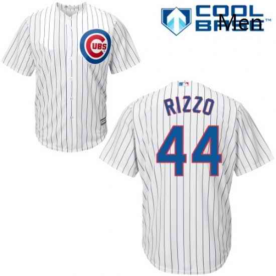 Mens Majestic Chicago Cubs 44 Anthony Rizzo Replica White Home Cool Base MLB Jersey